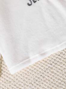 2 件套 Tween 女童休闲云朵图案长裤套装，搭配白色字母刺绣长袖衬衫、家居服 - 淺灰色 - 查看 4