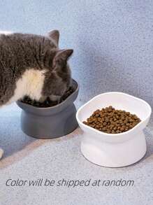 1 件随机颜色宠物碗，适用于猫和小型犬 - 耐用食物和水喂食器，防滑陶瓷/塑料宠物碗，适用于小猫/小狗，可爱的干/湿食喂食碗，易于清洁的宠物碗，适用于家庭/旅行 - 彩色 - 查看 5