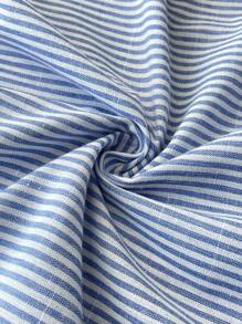 SHEIN 孕妇装 前扣无袖 前系带 褶皱 条纹 蓝色 连衣裙 - 藍色 - 查看 7