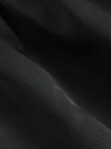 SHEIN MOD Vestido largo asimétrico de manga larga con hombros abiertos, botones metálicos vintage y de satén negro de talla grande, brillante, para citas, fiestas y días festivos - Negro - Ver 4