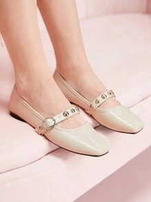 CUCCOO DOLLMOD Zapatos planos de malla negra de moda para mujer - Albaricoque - Ver 1