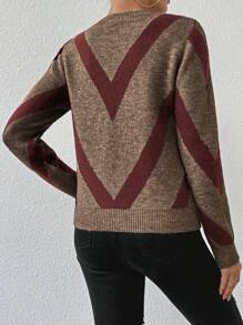 SHEIN LUNE 24 New Arrival Autumn/Winter Geometric Striped Pullover Sweater Knit Pullover Fall Sweater - Multicolor - View 2