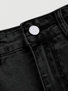 SHEIN MOD Minifalda vaquera casual con decoración de bolsillo utilitario para mujer