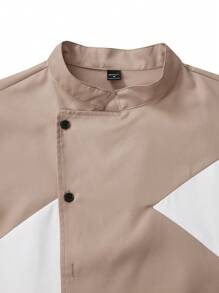 Manfinity Homme Men's Contrast Color Long Sleeve Single Breasted Casual Shirt, Autumn