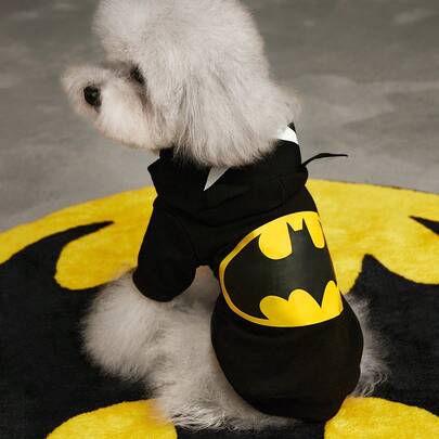 BATMAN X SHEIN 1pc Fashionable Cool Hero Character Cartoon Bat Printed Hooded Pet Sweatshirt, Cat Clothes, Dog Clothes, Sizes XXS-XXXXL, Extra Small, Extra Large