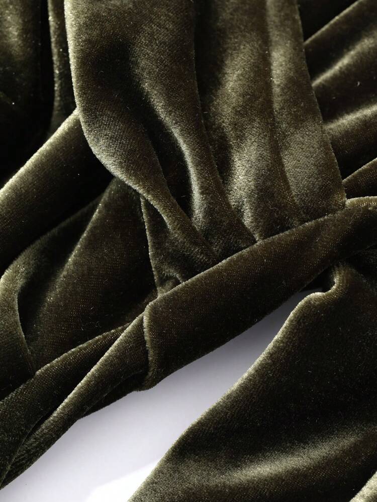 Elegant Velvet Slim Fit Midi Nightgown Pajama