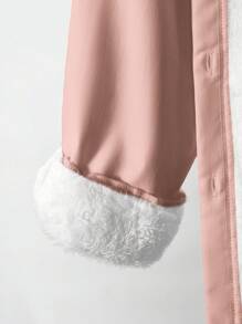 Girls' Casual All-Match Versatile White Long Sleeve Thermal Lined Shirt, Suitable For Autumn And Winter Wearing - Pink - View 3