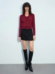 Maija Women's Casual & Commuting Solid Color Button Decor Mini Skirt Valentine's Day,Festival