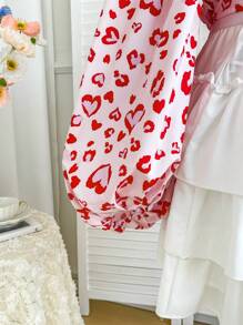 Soleia Blusa de manga farol con cuello barco y estampado de leopardo rosa, talla grande, adecuada para otoño/invierno