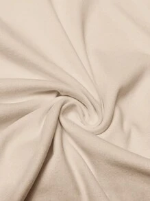 SHEIN Clasi Women Stand Collar Gathered Waist Fleece Warm T-Shirt - Apricot - View 5