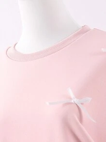 少女甜美蝴蝶结卫衣短裙两件套，秋冬休闲可爱 - 彩色 - 查看 4