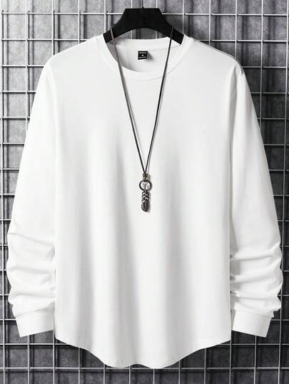 Manfinity Homme Men T-Shirts Fit Crew Neck Long Sleeve Basic Tee Casual Winter Polyester,Fall