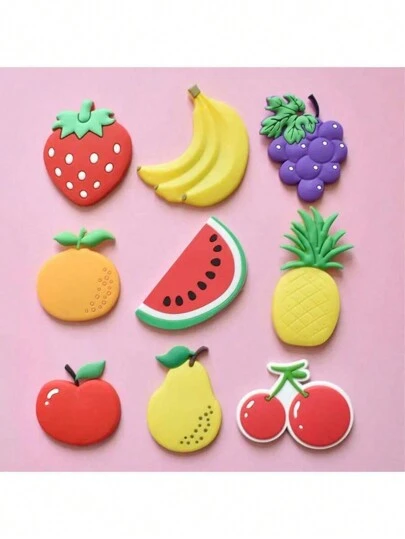 9pcs Randomly Cute Cartoon Fruit Magnets,Add Colorful Fun To Your Fridge With Creative Soft Rubber Stickers! Best Gifts Birthday,Room Decor , Ramadan Decor, Home Decor, Bathroom Decor