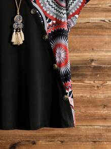 Lacomfia 2pcs/Set Women Plus Size Geometric Print V-Neck Short Sleeve Top And Pants Set