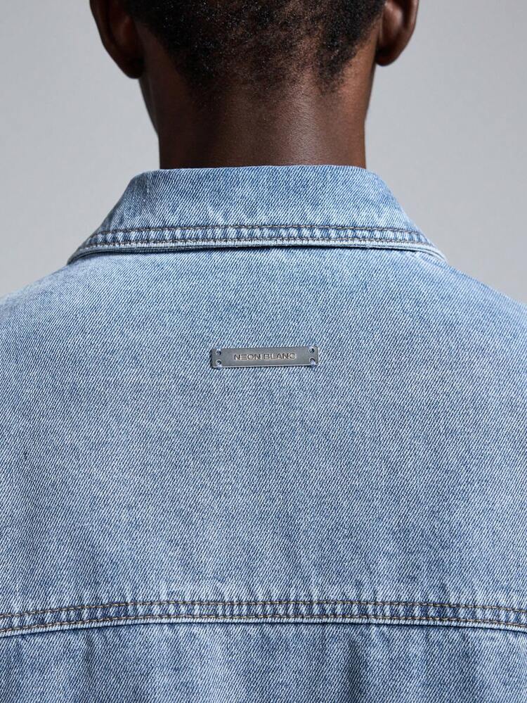 Men's Loose Oversized Drop Shoulder Street Multi-Pocket Woven Denim Jacket