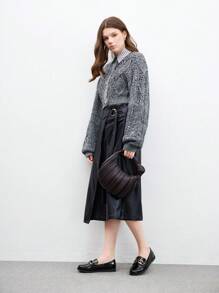 CUCCOO BIZCHIC Flache minimalistische, modische, nischenspezifische Freizeitloafer mit schwarzem Metallverschluss - Schwarz - Übersicht 10