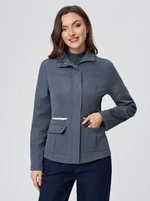 TaskEZ 多口袋领女式护士服制服夹克