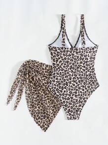 1 bộ đồ bơi Monokini họa tiết da báo khoét sâu chữ V gợi cảm cho nữ kèm chân váy quấn lưới, bộ đồ bơi gợi cảm cho kỳ nghỉ ở khu nghỉ dưỡng bãi biển - Nhiều màu - Xem 5