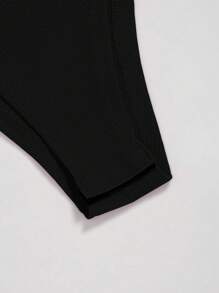 SHEIN LUNE Women Colorblock Crew Neck Casual Bodysuit - Coffee Brown - View 3