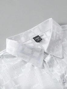 Manfinity Mode Men's Front Button Long Sleeve Casual Shirt, Daily Wear Men's Casual Dress Shirts Men Business Casual Shirts Shirts For Men Shirts - White - View 4