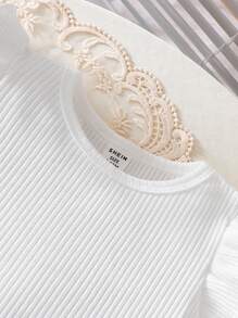 SHEIN Baby Girls 2pcs Set, Fashionable Simple Casual Style Solid Color, Spring/Summer Versatile Outfit - White - View 7