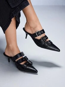 CUCCOO GRLICON 女士 Y2K 朋克风格高跟鞋，适合摩托车、酷女孩、万圣节、圣诞节、派对装扮 - 黑色 - 查看 6