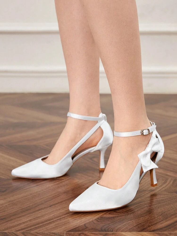 CUCCOO HITCHD Zapatos de tacón alto de punta fina minimalistas de moda en blanco para mujer