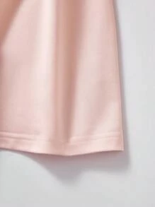 年轻女孩前拉链字母印花拼色长袖连衣裙 - 粉色 - 查看 4