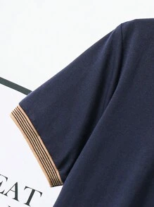 2 pezzi/set di outfit casual per ragazzo preadolescente, composto da polo a maniche corte con colletto a blocchi di colore e toppe, e pantaloncini con vita elastica, adatto per autunno, primavera, estate, per l'utilizzo all'aperto, a scuola, in stile strada, per feste e tempo libero