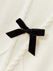 Ontre Pull tricoté ample et décontracté avec col rond, nœud et couleurs contrastées, pour jeune fille