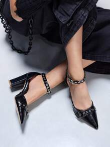 CUCCOO GRLICON Sandalias de tacón alto para mujer, estilo Y2K, punk rock, motociclista, chica cool, adecuadas para Halloween, Navidad, fiestas - Negro - Ver 9