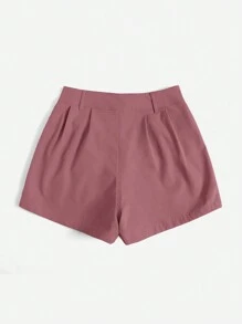 SHEIN Essnce Women's Solid Color Pocket Casual Shorts, Everyday Wear - Dusty Pink - View 2