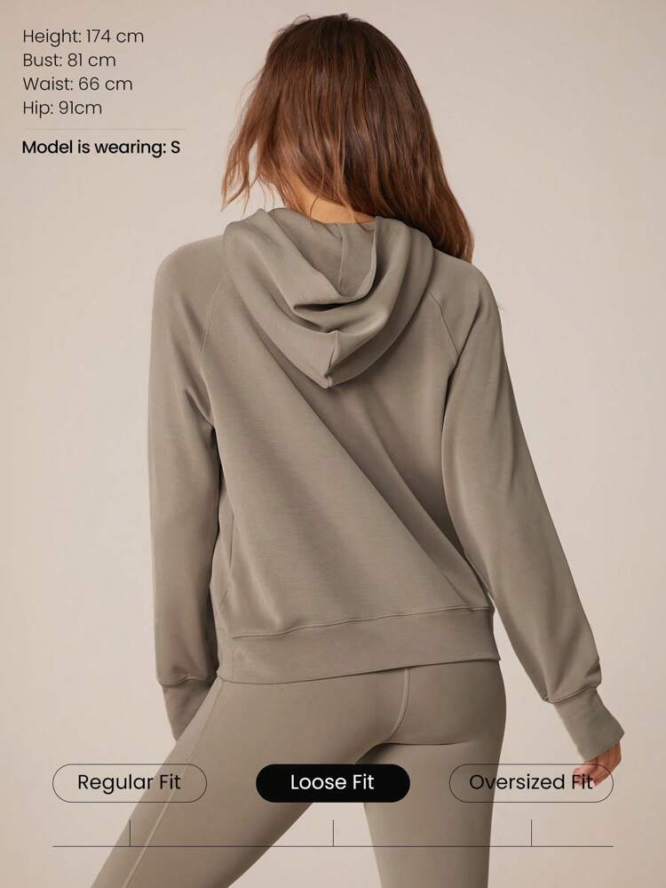Modal Silk Touch Oversized Long Sleeve Half-Zip Hoodie  Spring Summer