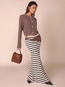 COSMINA Women Plain Color Block Simple A-Line Skirt, Casual Daily Wear - Multicolor - View 4