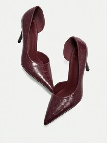 CUCCOO BIZCHIC Women Solid Color Pointed Toe Fashion Elegant Commuter High Heel Shoes - Red - View 10