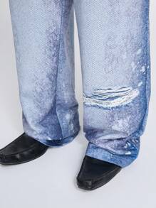 NEON BLANC 男士时尚宽松针织长裤，街头风格 - 藍色 - 查看 5