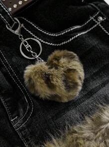 ROMWE Kawaii Y2K Gyaru 复古豹纹蓬松下摆女式迷你低腰半身裙 配腰带配饰 - 黑色 - 查看 2