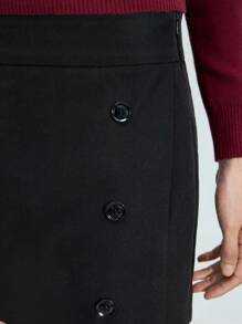Maija Women's Casual & Commuting Solid Color Button Decor Mini Skirt Valentine's Day,Festival