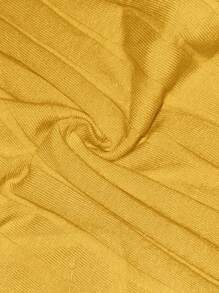 Slaydiva New Casual Streetwear Ribbed Knitted Bodycon Short Jumpsuit - Yellow - View 10