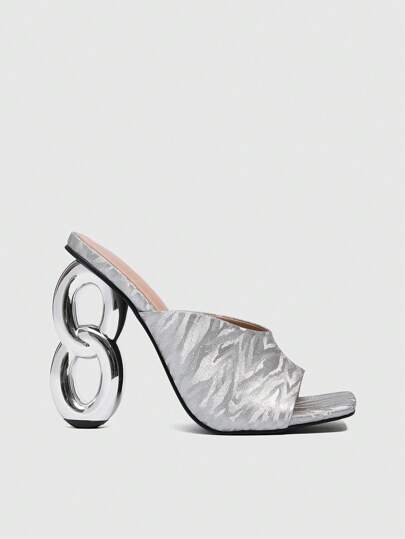 CUCCOO SZL Women Square Toe Asymmetric Heel Sexy Fashion High Heel Sandals, Suitable For Party And Summer Outfit