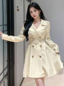 DAZY Women's Short Cocktail Party Dress, Suitable For Spring/Fall And Valentine's Day Prom Dress Long Sleeve Dress Elegant Women Dresses - Khaki - View 1