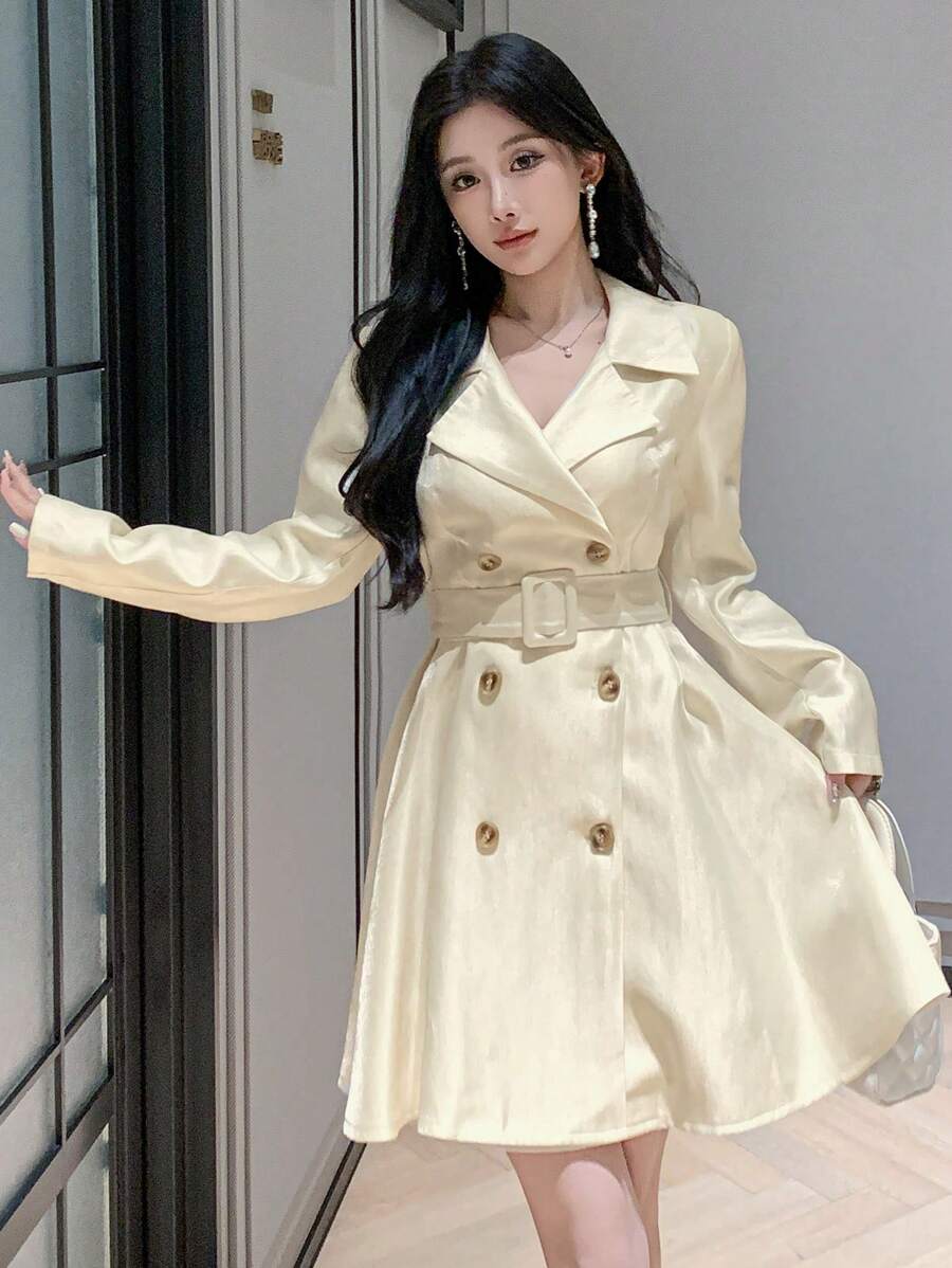 DAZY Women's Short Cocktail Party Dress, Suitable For Spring/Fall And Valentine's Day Prom Dress Long Sleeve Dress Elegant Women Dresses - Khaki - View 1