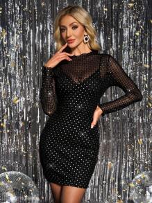 Gownix Women's Sexy Short Black Party Dress Glittery Dress - Black - View 4