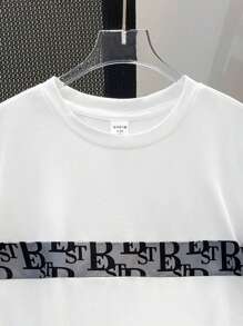 2pcs/Set Tween Boys Casual Loose Comfy Mix Pattern T-Shirt And Shorts Set, Suitable For Sports And School, Spring/Summer - Black - View 4