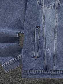 Manfinity Hypemode Men's Light Blue Loose Casual Denim Jacket - Light Wash - View 5