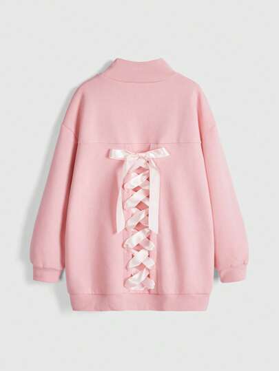 Betsydoodles بلوزة رياضية سيدات ذات تفاصيل شريط، فضفاضة وأنيقة