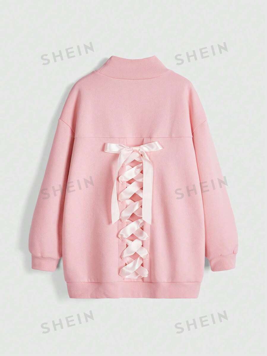 Betsydoodles Sudadera suelta y elegante para mujeres con detalle de cinta