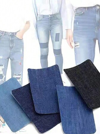 SHEIN 5 stuks patches voor jeans, 12,5 * 9,5 cm jeans patch sticker, stoffen patches voor jeans patches, jeans strijkreparatie patches voor kledingzakken knieën ellebogen bank, 5 kleuren