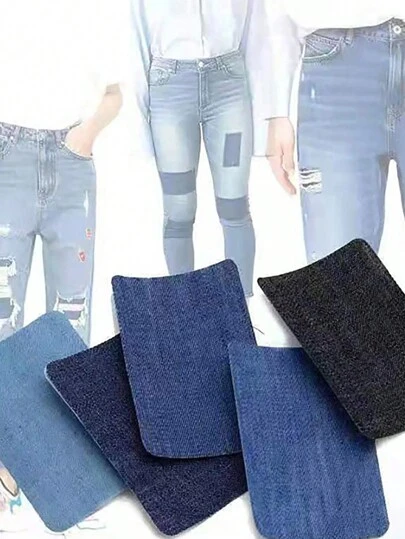 5pcs Patches For Jeans, 12.5*9.5cm Jeans Patch Sticker, Fabric Patches For Jeans Patches,Jeans Iron On Repair Patches For Clothing Pockets Knees Elbow Couch,5 Colors