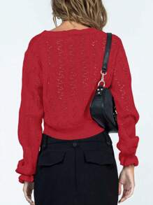 INAWLY 女士可爱粉色 V 领针织短开衫，适合秋季、冬季和春季